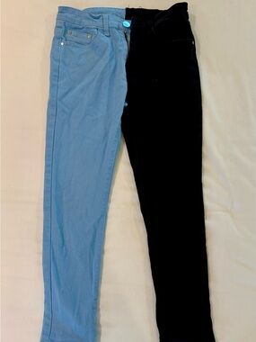 Men's Skinny Jeans - Light Blue and Black Two-Tone